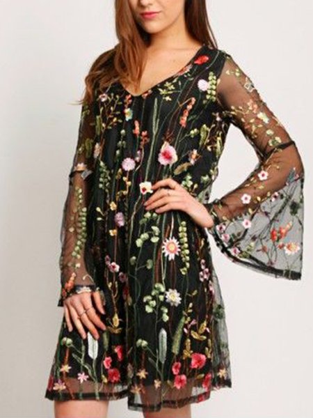 vacation lace Floral Loosen V Neck long sleeve Long sleeve Women Dress, Multicolor, Mini Dresses
vacation lace Floral Loosen V Neck long sleeve Long sleeve Women Dress, Multicolor, Mini Dresses