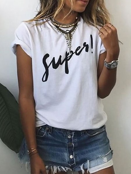 Letter print explosion spring new designer women's knitted T-shirt, White, Tees & T-shirts
Letter print explosion spring new designer women's knitted T-shirt, White, Tees & T-shirts