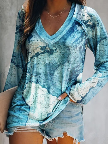 casual Regular Fit Party Map V Neck long sleeve Shirts & Tops, Blue, Long sleeve tops
casual Regular Fit Party Map V Neck long sleeve Shirts & Tops, Blue, Long sleeve tops