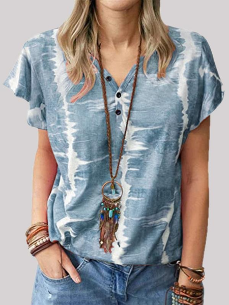 Casual Tie Dye Short Sleeve Button V Neck T-Short Sleeve T-shirt, Blue, Tees & T-shirts
Casual Tie Dye Short Sleeve Button V Neck T-Short Sleeve T-shirt, Blue, Tees & T-shirts