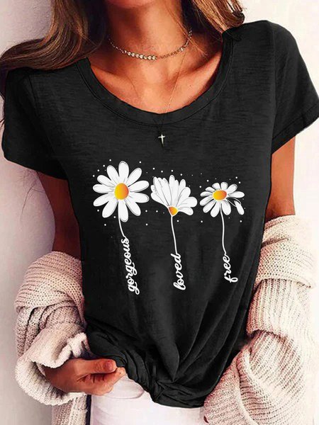 Gorgeous Loved Free Floral Printed Casual Short Sleeve Loosen Short Sleeve T-shirt, Black, T-Shirts
Gorgeous Loved Free Floral Printed Casual Short Sleeve Loosen Short Sleeve T-shirt, Black, T-Shirts