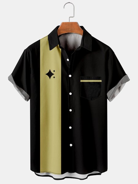 Mens Color-block Geo Print Casual Breathable Short Sleeve Bowling Shirts, Black, Men's Floral shirt
Mens Color-block Geo Print Casual Breathable Short Sleeve Bowling Shirts, Black, Men's Floral shirt