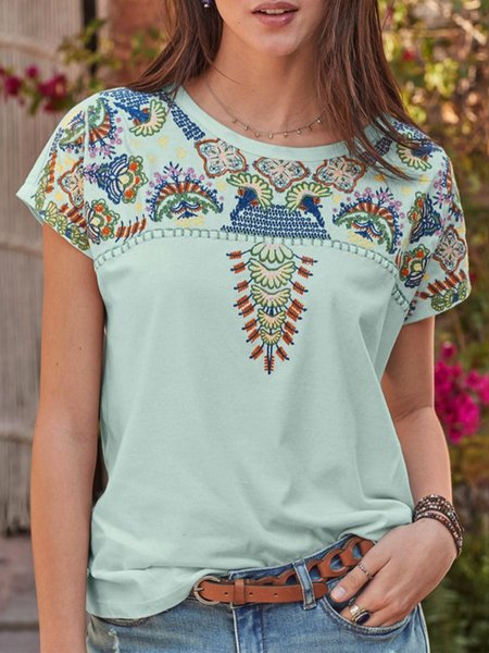 Boho Tribal Pattern Short Sleeve Crew Neck Plus Size Casual Tops, Multicolor, T-Shirts
Boho Tribal Pattern Short Sleeve Crew Neck Plus Size Casual Tops, Multicolor, T-Shirts