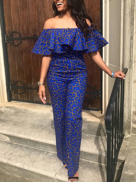 Elegant Flouncing Boat Neck Spring Jumpsuit, As picture, Jumpsuits