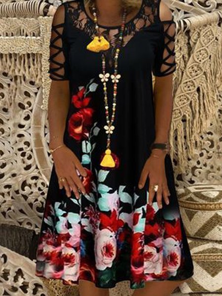 Floral Printed Vacation Loosen Hollow Out Crew Neck Short Sleeve Midi Knit Dress, Flower, Mini Dresses
Floral Printed Vacation Loosen Hollow Out Crew Neck Short Sleeve Midi Knit Dress, Flower, Mini Dresses