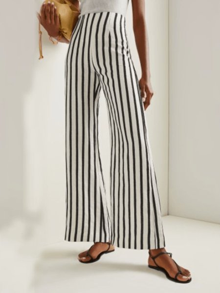 Spring Regular Fit Vacation Zipper flyLightweight Mid Waist Pants, Stripe, Wide Leg Pants
Spring Regular Fit Vacation Zipper flyLightweight Mid Waist Pants, Stripe, Wide Leg Pants