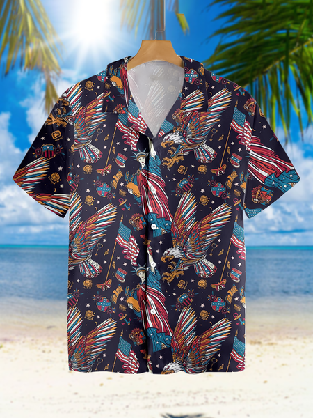 Casual Culture Collection Statue of Liberty And American Eagle Elements Pattern Lapel Short Sleeve Print Shirt Top, Multicolor, Men's Floral shirt
Casual Culture Collection Statue of Liberty And American Eagle Elements Pattern Lapel Short Sleeve Print Shirt Top, Multicolor, Men's Floral shirt