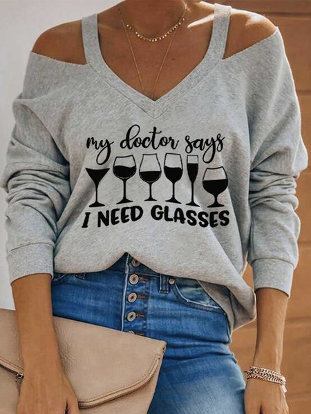 Animal Letter Printed Casual Loosen V Neck Off Shoulder Long Sleeve T-Shirt, Gray, T-Shirts
Animal Letter Printed Casual Loosen V Neck Off Shoulder Long Sleeve T-Shirt, Gray, T-Shirts