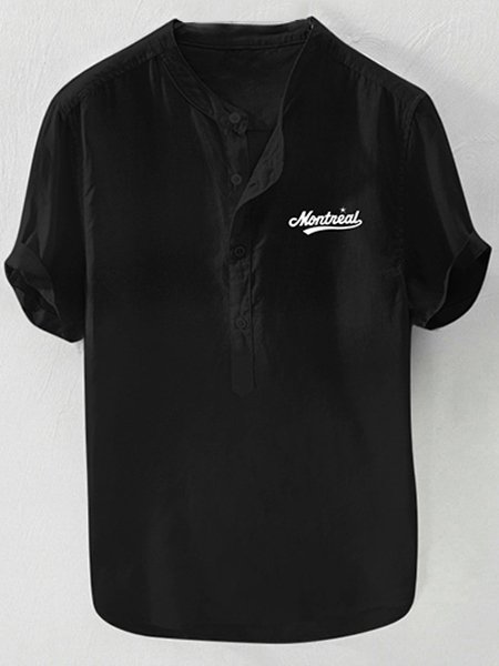 Men's Cotton Linen Solid Color Short Sleeve Stand Collar Shirt, Black-white, Men's basic shirt
Men's Cotton Linen Solid Color Short Sleeve Stand Collar Shirt, Black-white, Men's basic shirt
