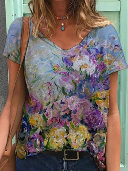 Casual Floral Print Spring New Hot Designer Women's Short Sleeve Tops, Multicolor, T-Shirts
Casual Floral Print Spring New Hot Designer Women's Short Sleeve Tops, Multicolor, T-Shirts