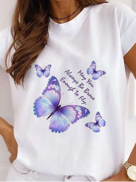 Crew Neck Floral Letter Printed Casual Loosen Short Sleeve T-Shirt, White, T-Shirts
Crew Neck Floral Letter Printed Casual Loosen Short Sleeve T-Shirt, White, T-Shirts