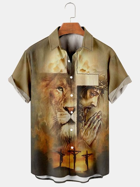 Mens Cross Print Casual Breathable Short Sleeve Shirt, As picture, Men's Floral shirt
Mens Cross Print Casual Breathable Short Sleeve Shirt, As picture, Men's Floral shirt