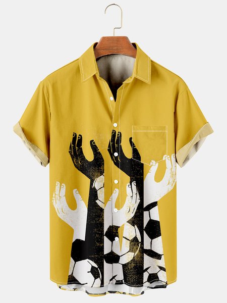 Men's World Cup Football Print Breathable Short Sleeve Hawaiian Shirt, Yellow, Men's Floral shirt
Men's World Cup Football Print Breathable Short Sleeve Hawaiian Shirt, Yellow, Men's Floral shirt