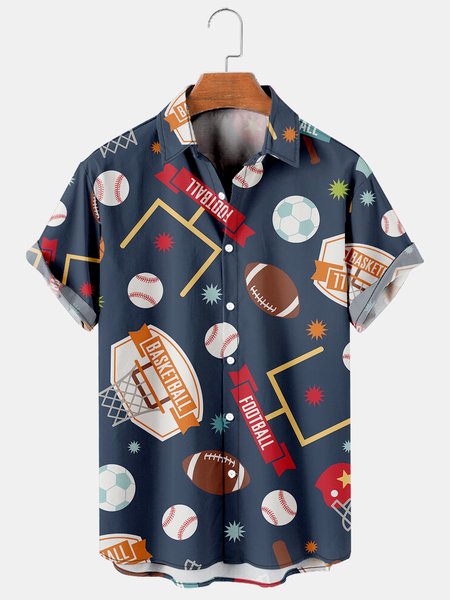 Men's Sports Ball Print Breathable Short Sleeve Hawaiian Shirt, As picture, Men's Floral shirt
Men's Sports Ball Print Breathable Short Sleeve Hawaiian Shirt, As picture, Men's Floral shirt