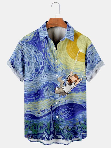 Men's Starry Night Lapel Breathable Short Sleeve Hawaiian Shirt, Blue, Men's Floral shirt
Men's Starry Night Lapel Breathable Short Sleeve Hawaiian Shirt, Blue, Men's Floral shirt