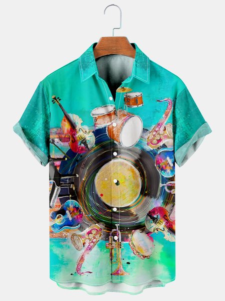 Mens Music Party Lapel Loose Short Sleeve Funky Aloha Shirts, Green, Men's Floral shirt
Mens Music Party Lapel Loose Short Sleeve Funky Aloha Shirts, Green, Men's Floral shirt