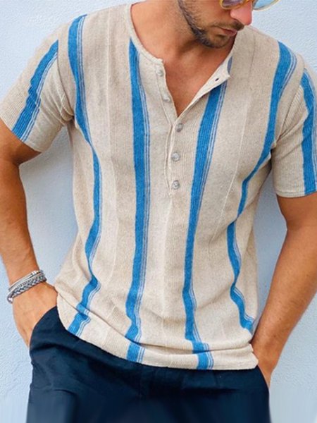 Men's Casual Striped Collarless Short Sleeve T-Shirt, Multicolor, Long Sleeve Basic Shirts
Men's Casual Striped Collarless Short Sleeve T-Shirt, Multicolor, Long Sleeve Basic Shirts