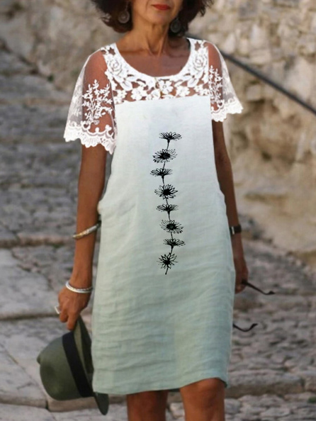 Lace Stitching Regular Fit Cotton Blends Ombre Floral Short Sleeve Woven Dress, White, Dresses
Lace Stitching Regular Fit Cotton Blends Ombre Floral Short Sleeve Woven Dress, White, Dresses