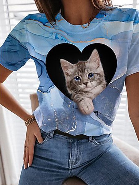Cat Animal Abstract Geometric Printed Casual Loosen Crew Neck Short Sleeve T-Shirt, Flower, T-Shirts
Cat Animal Abstract Geometric Printed Casual Loosen Crew Neck Short Sleeve T-Shirt, Flower, T-Shirts