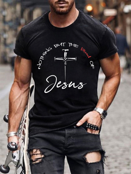 Easter Cross Letter Print Men's Casual Short Sleeve T-Shirt, Black, T-Shirts
Easter Cross Letter Print Men's Casual Short Sleeve T-Shirt, Black, T-Shirts