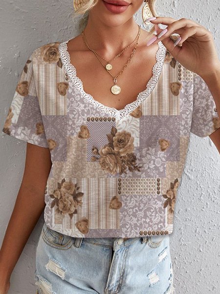 Lace Casual Regular Fit Floral Short Sleeve T-Shirt, Multicolor, Tees & T-shirts
Lace Casual Regular Fit Floral Short Sleeve T-Shirt, Multicolor, Tees & T-shirts