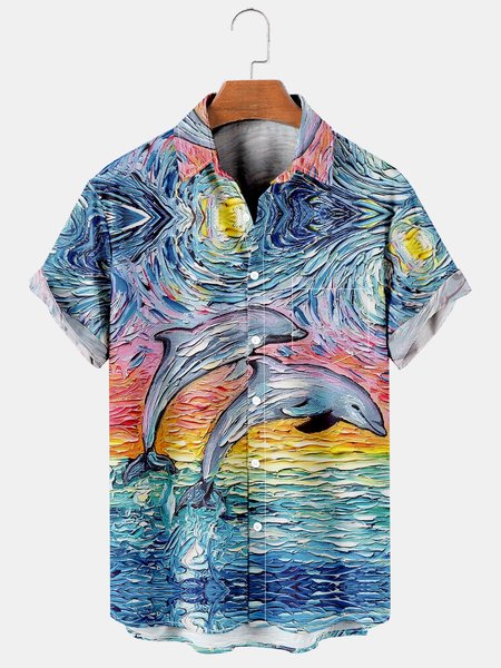 Casual Style Art Series Oil Painting Marine Animal Elements Lapel Short-Sleeved Printed Shirt Top, As picture, Shirts & Blouse
Casual Style Art Series Oil Painting Marine Animal Elements Lapel Short-Sleeved Printed Shirt Top, As picture, Shirts & Blouse