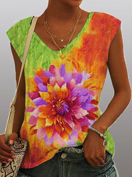 Gradient floral tie dye print loose sleeveless top T-shirt Plus Size, Multicolor, T-Shirts
Gradient floral tie dye print loose sleeveless top T-shirt Plus Size, Multicolor, T-Shirts