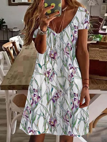 Geometric flower print Holiday Beach fit a-hem dress middle skirt Plus Size, White, Mini Dresses
Geometric flower print Holiday Beach fit a-hem dress middle skirt Plus Size, White, Mini Dresses