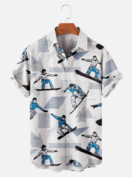Casual Style Sports Series Ski Event Elements Lapel Short-Sleeved Printed Shirt Top, As picture, Men's Floral shirt
Casual Style Sports Series Ski Event Elements Lapel Short-Sleeved Printed Shirt Top, As picture, Men's Floral shirt