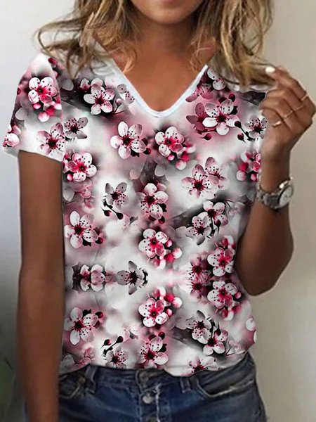 Casual Floral Short Sleeve V Neck Plus Size Printed Tops T-shirts, Multicolor, T-Shirts
Casual Floral Short Sleeve V Neck Plus Size Printed Tops T-shirts, Multicolor, T-Shirts