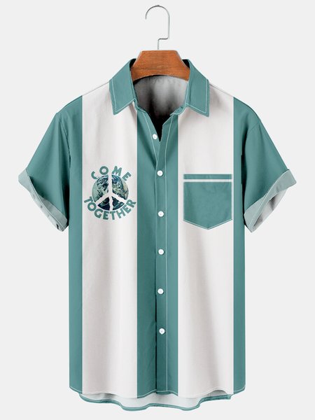 Casual Style Natural Collection Eco-Friendly Peace Logo And Striped Geometric Lapel Short Sleeve Print Shirt Top, As picture, Men's Floral shirt
Casual Style Natural Collection Eco-Friendly Peace Logo And Striped Geometric Lapel Short Sleeve Print Shirt Top, As picture, Men's Floral shirt