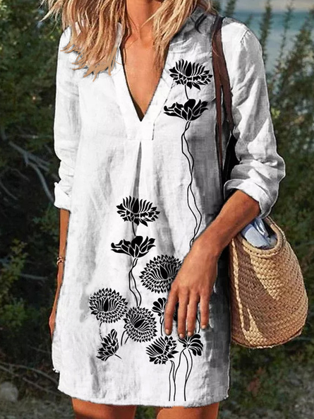 Loosen Long Sleeve Tops, White, Tops