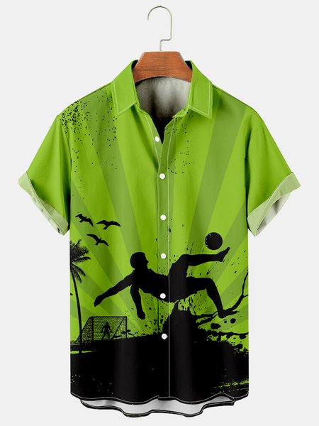 Men's Casual Football Print Breathable Short Sleeve Hawaiian Shirt, Green, Men's Floral shirt
Men's Casual Football Print Breathable Short Sleeve Hawaiian Shirt, Green, Men's Floral shirt