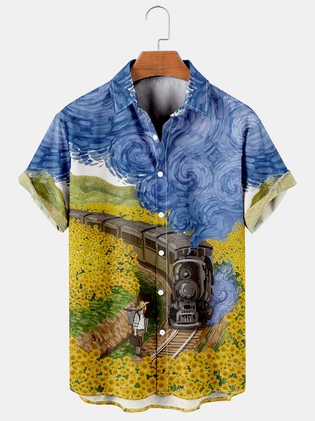 Men's Oil Painting Print Casual Breathable Short Sleeve Hawaiian Shirt, Blue, Shirts & Blouse
Men's Oil Painting Print Casual Breathable Short Sleeve Hawaiian Shirt, Blue, Shirts & Blouse