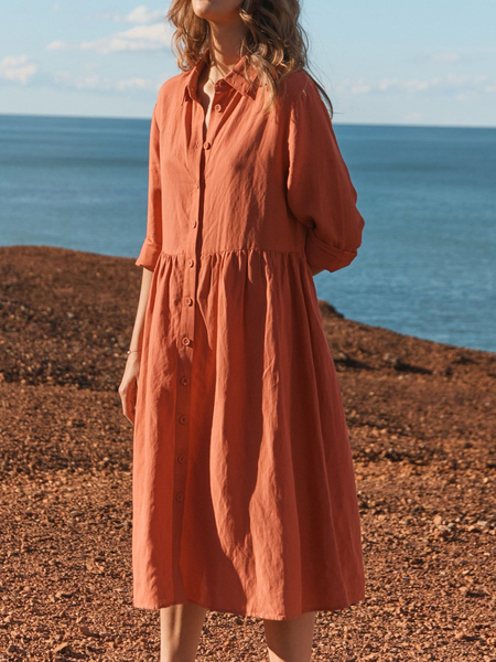 Linen and cotton style simple and fashionable mid-length dress, Brick red, Midi Dresses
Linen and cotton style simple and fashionable mid-length dress, Brick red, Midi Dresses