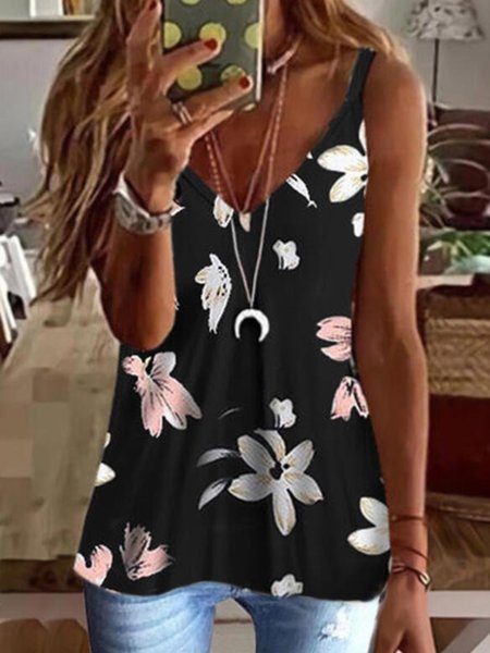 Casual Floral Sleeveless V Neck Plus Size Printed Ribbed Tank Tops Top Vests, Black, Tank Top
Casual Floral Sleeveless V Neck Plus Size Printed Ribbed Tank Tops Top Vests, Black, Tank Top