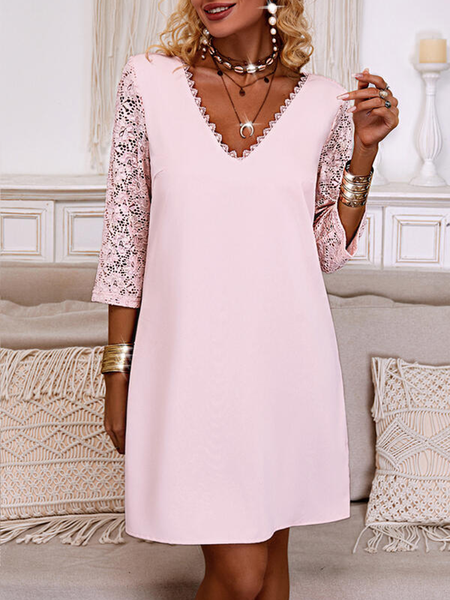 Plain no pattern holiday stitching lace loose straight dress midi Plus Size, Pink, Formal Dresses
Plain no pattern holiday stitching lace loose straight dress midi Plus Size, Pink, Formal Dresses