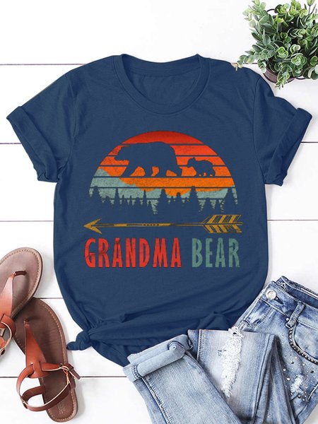 Bear Grandma Women's Short Sleeve T-Shirt, Deep blue, T-shirts