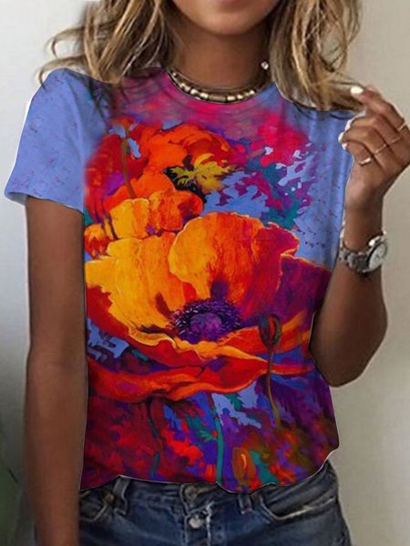 Daily home gradient flower print loose top T-shirt Plus Size, Blue, T-Shirts
Daily home gradient flower print loose top T-shirt Plus Size, Blue, T-Shirts