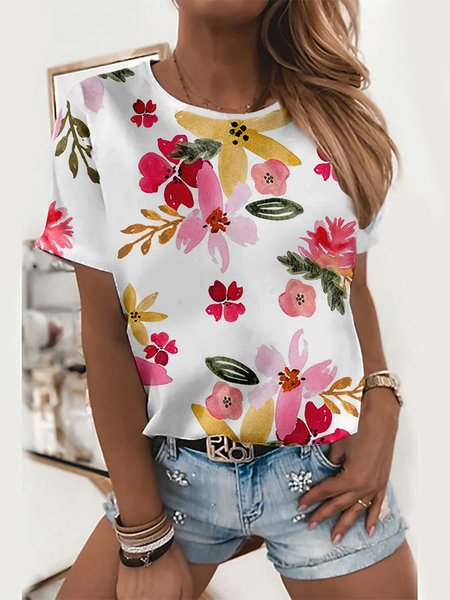 Romantic Floral Printed Casual Short Sleeve Loosen T-Shirt, Flower, T-Shirts
Romantic Floral Printed Casual Short Sleeve Loosen T-Shirt, Flower, T-Shirts