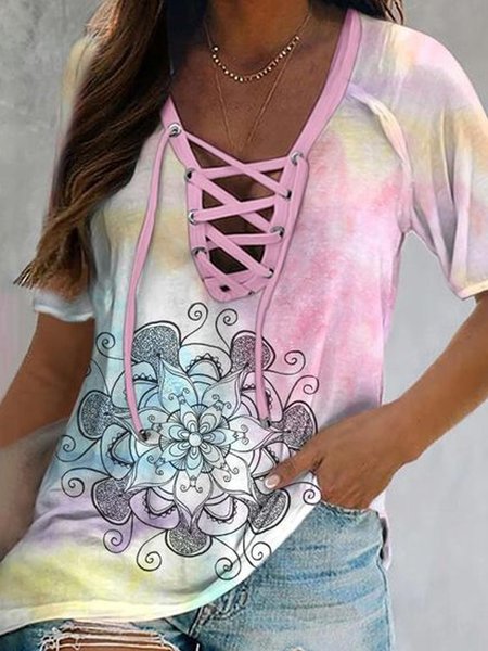 Ombre Tribal Geometric Floral Printed Casual V Neck Loosen Short Sleeve T-Shirt, Flower, T-Shirts
Ombre Tribal Geometric Floral Printed Casual V Neck Loosen Short Sleeve T-Shirt, Flower, T-Shirts