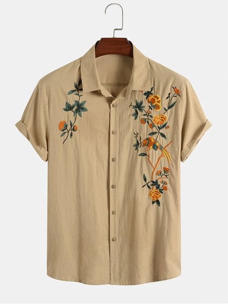 Cotton Linen Style American Casual Plant Floral Embroidered Pattern Linen Shirt, As picture, Men's Floral shirt
Cotton Linen Style American Casual Plant Floral Embroidered Pattern Linen Shirt, As picture, Men's Floral shirt