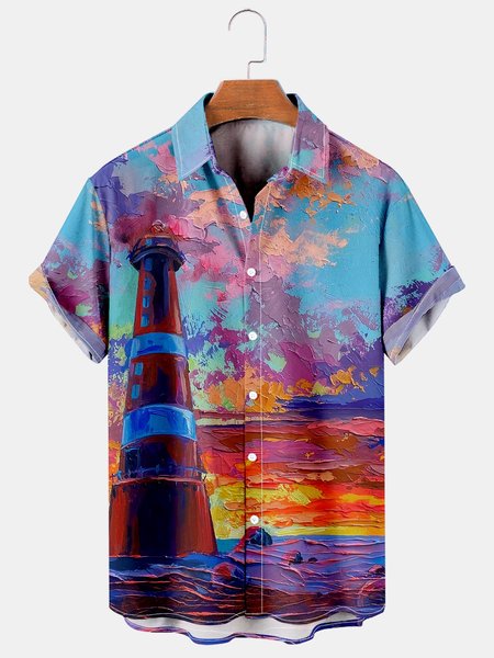 Mens Lighthouse Oil Painting Print Casual Breathable Short Sleeve Hawaiian Shirt, As picture, Men's Floral shirt
Mens Lighthouse Oil Painting Print Casual Breathable Short Sleeve Hawaiian Shirt, As picture, Men's Floral shirt