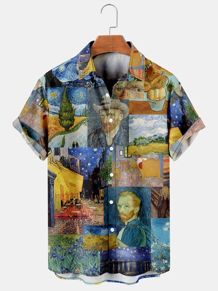 Mens Oil Painting Print Casual Breathable Short Sleeve Hawaiian Shirt, As picture, Men's Floral shirt
Mens Oil Painting Print Casual Breathable Short Sleeve Hawaiian Shirt, As picture, Men's Floral shirt