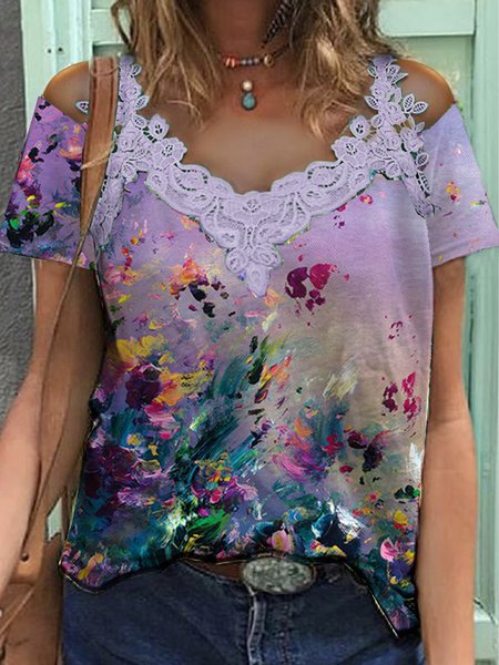 Floral print lace stitching spring new hot style value and comfortable women's short-sleeved top, Multicolor, T-Shirts
Floral print lace stitching spring new hot style value and comfortable women's short-sleeved top, Multicolor, T-Shirts