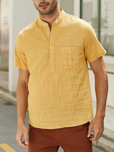 Cotton Linen Style American Casual Basic Versatile Linen Shirt, Yellow, Long Sleeve Basic Shirts
Cotton Linen Style American Casual Basic Versatile Linen Shirt, Yellow, Long Sleeve Basic Shirts
