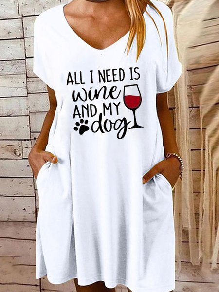 Letter Printed Casual Loosen V Neck Pockets Midi Short Sleeve Knit Dress, White, Mini Dresses
Letter Printed Casual Loosen V Neck Pockets Midi Short Sleeve Knit Dress, White, Mini Dresses