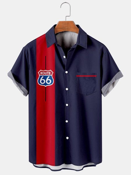 Mens Route 66 Print Casual Breathable Bowling Shirt, Purplish blue, Men's Floral shirt
Mens Route 66 Print Casual Breathable Bowling Shirt, Purplish blue, Men's Floral shirt