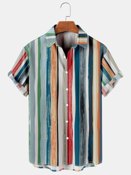 Mens Striped Printed Casual Breathable Hawaiian Short Sleeve Shirt, As picture, Men's Floral shirt
Mens Striped Printed Casual Breathable Hawaiian Short Sleeve Shirt, As picture, Men's Floral shirt