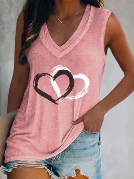 Casual Heart Sleeveless V Neck Plus Size Printed Tank Tops Top Vests, Pink, Tank Top
Casual Heart Sleeveless V Neck Plus Size Printed Tank Tops Top Vests, Pink, Tank Top